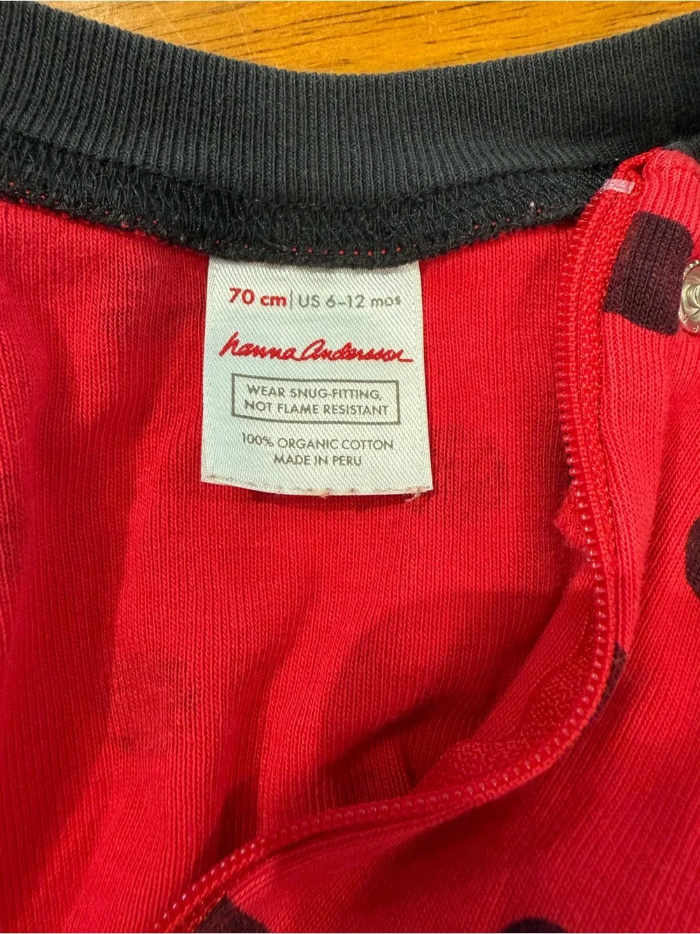 Hanna Andersson Ladybug Pajamas 6-12 Months Sleeper